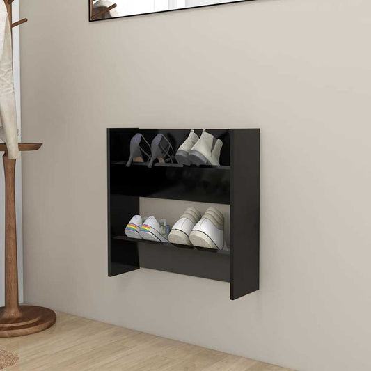 Veggskoskap svart 60x18x60 cm konstruert tre