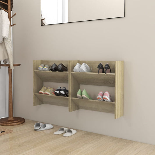 Veggskoskap 2 stk sonoma eik 60x18x60 cm sponplater