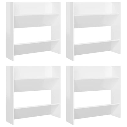 Veggskoskap 4 stk høyglans hvit 60x18x60 cm konstruert tre