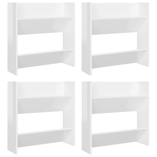 Veggskoskap 4 stk høyglans hvit 60x18x60 cm konstruert tre