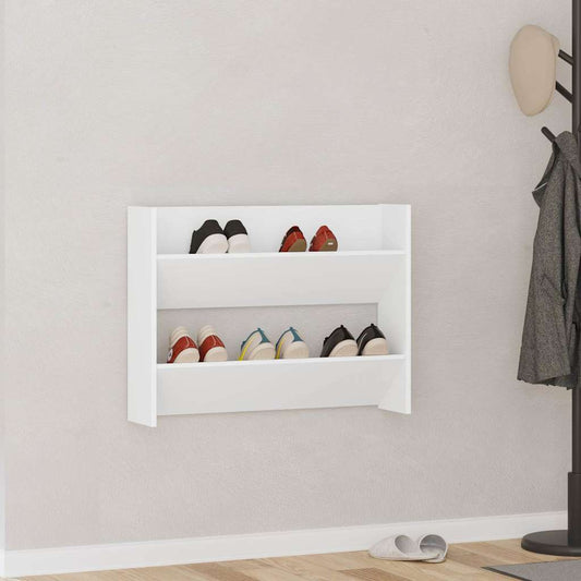 Veggskoskap hvit 80x18x60 cm konstruert tre