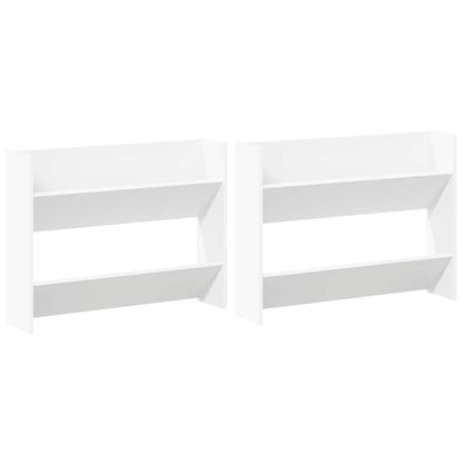 Veggskoskap 2 stk 80x18x60 cm hvit sponplate