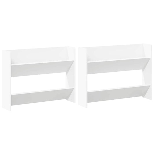 Veggskoskap 2 stk 80x18x60 cm hvit sponplate