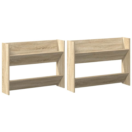 Veggskoskap 2 stk sonoma eik 80x18x60 cm sponplater