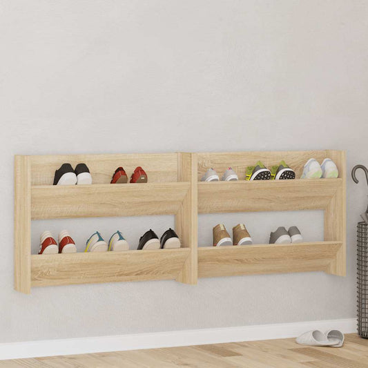 Veggskoskap 2 stk sonoma eik 80x18x60 cm sponplater