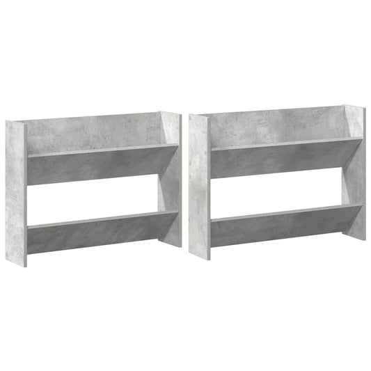 Veggskoskap 2 stk betonggrå 80x18x60 cm sponplate