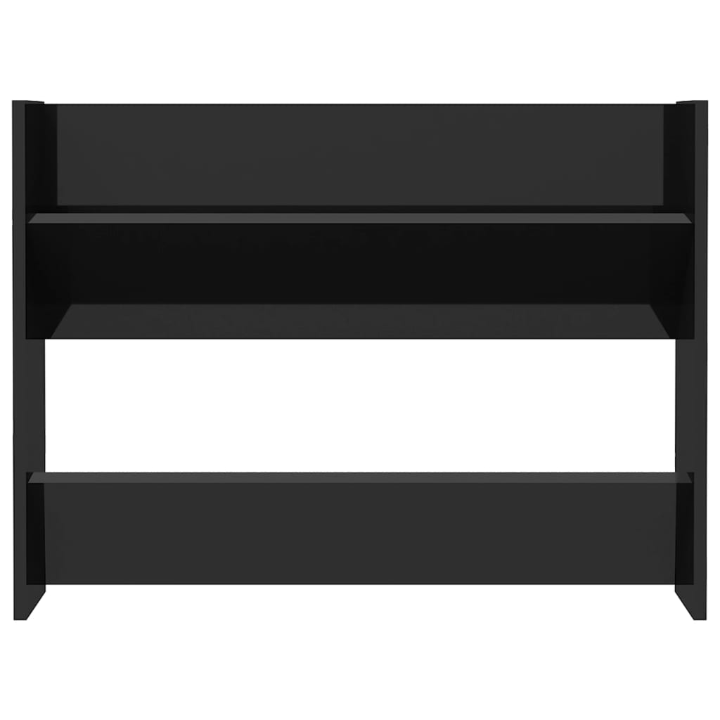 Veggskoskap 2 stk 80x18x60 cm høyglans svart konstruert tre