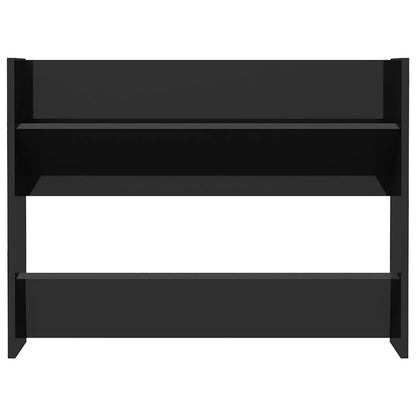 Veggskoskap 2 stk 80x18x60 cm høyglans svart konstruert tre