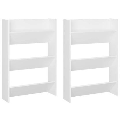 Veggskoskap 2 stk hvit 60x18x90 cm sponplater