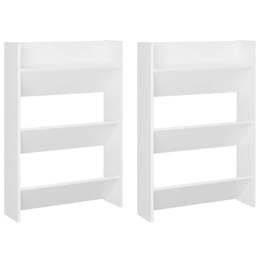 Veggskoskap 2 stk hvit 60x18x90 cm sponplater