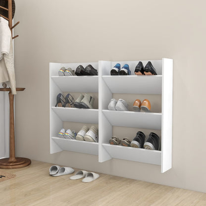 Veggskoskap 2 stk hvit 60x18x90 cm sponplater