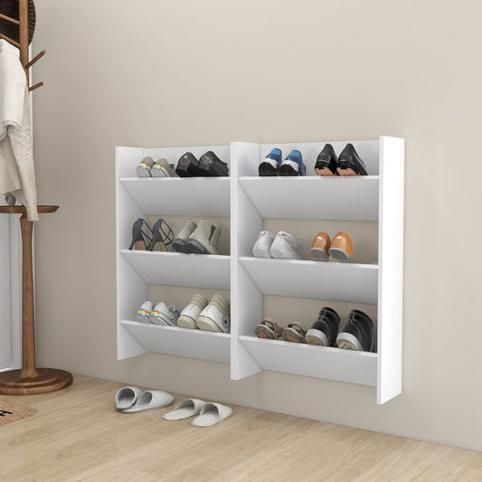 Veggskoskap 2 stk hvit 60x18x90 cm sponplater