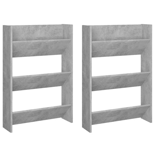 Veggskoskap 2 stk betonggrå 60x18x90 cm sponplater