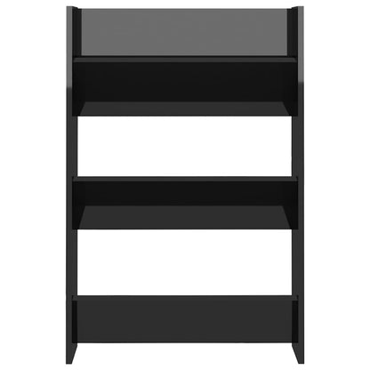 Veggskoskap 2 stk høyglans svart 60x18x90 cm konstruert tre
