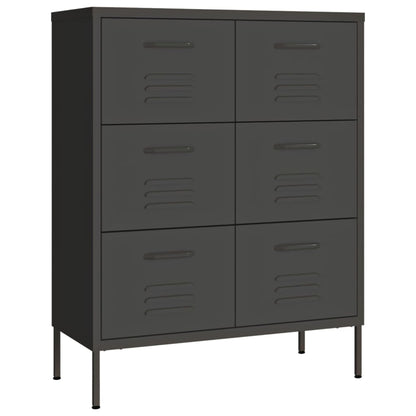 Kommode antrasitt 80x35x101,5 cm stål