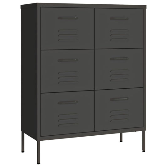 Kommode antrasitt 80x35x101,5 cm stål