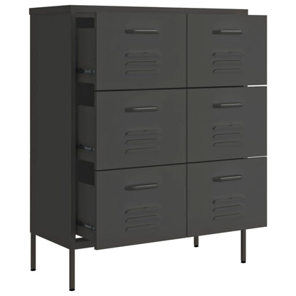 Kommode antrasitt 80x35x101,5 cm stål
