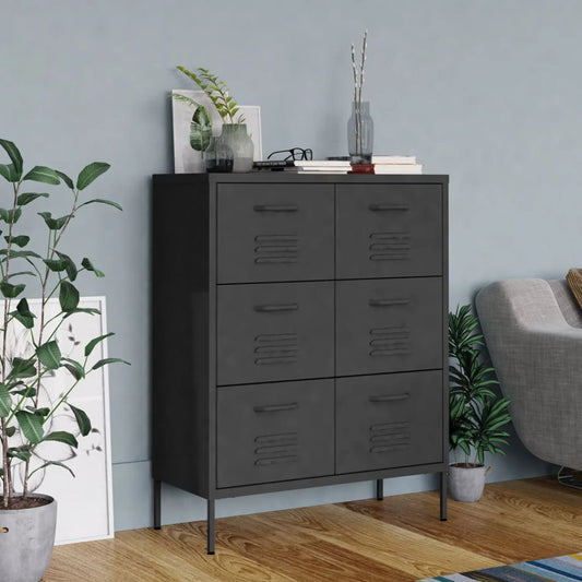 Kommode antrasitt 80x35x101,5 cm stål