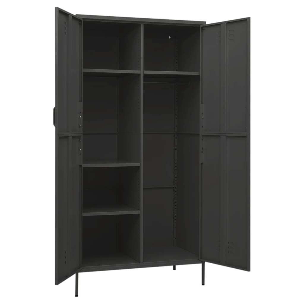 Garderobe antrasitt 90x50x180 cm stål