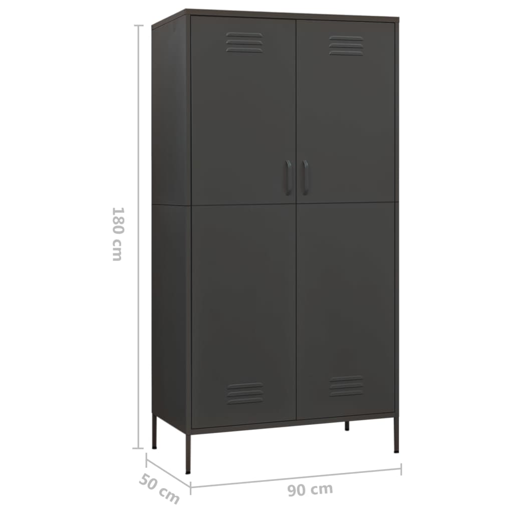 Garderobe antrasitt 90x50x180 cm stål