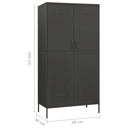 Garderobe antrasitt 90x50x180 cm stål