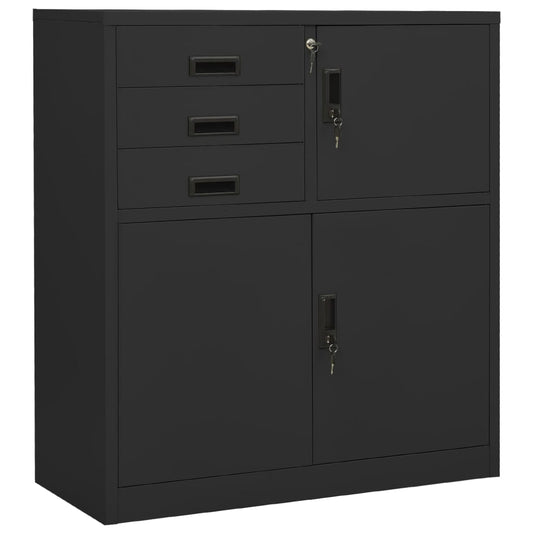 Kontorskap antrasitt 90x40x102 cm stål
