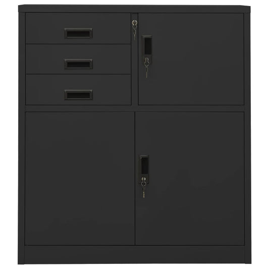Kontorskap antrasitt 90x40x102 cm stål
