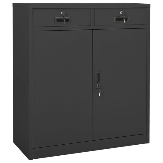 Kontorskap antrasitt 90x40x102 cm stål