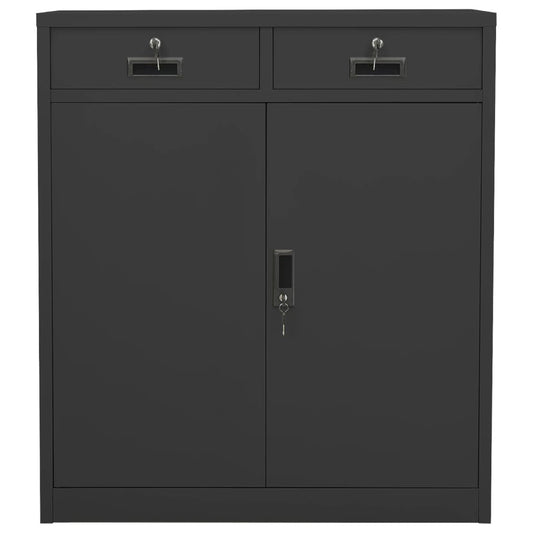 Kontorskap antrasitt 90x40x102 cm stål
