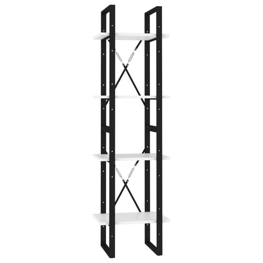 Bokhylle 4 nivåer hvit 40x30x140 cm konstruert tre