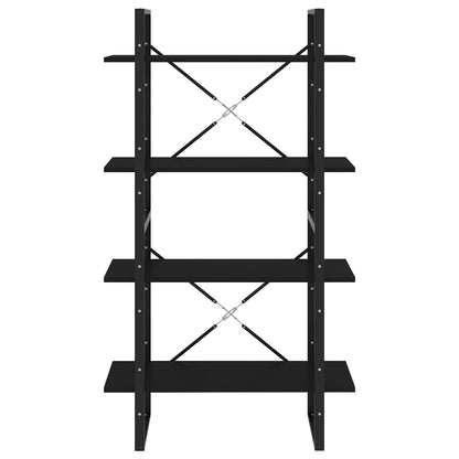 Bokhylle 4 nivåer svart 80x30x140 cm konstruert tre