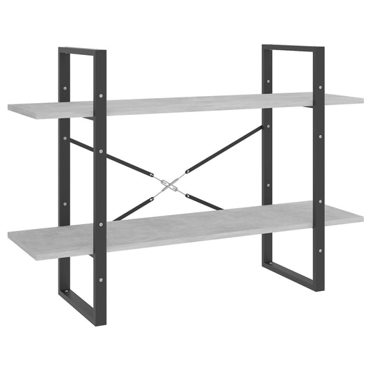Bokhylle 2 nivåer betonggrå 100x30x70 cm konstruert tre