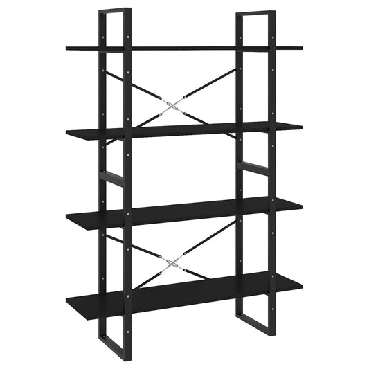 Bokhylle 4 nivåer svart 100x30x140 cm konstruert tre
