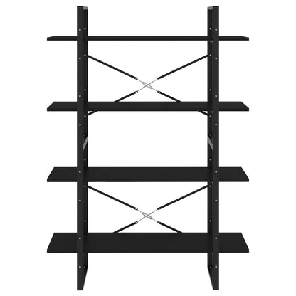 Bokhylle 4 nivåer svart 100x30x140 cm konstruert tre