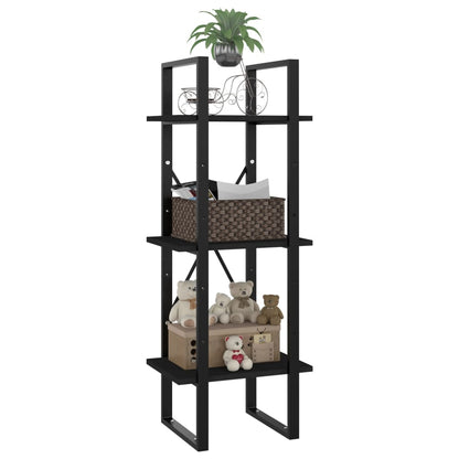 Bokhylle 3 nivåer svart 40x30x105 cm konstruert tre