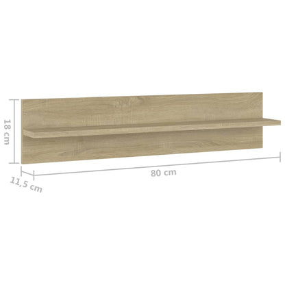 Vegghyller 2 stk sonoma eik 80x11,5x18 cm konstruert tre