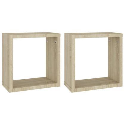 Vegghyller kubeformet 2 stk sonoma eik 30x15x30 cm