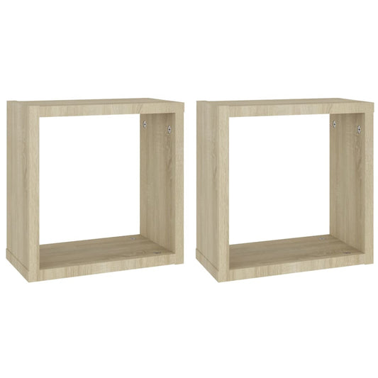 Vegghyller kubeformet 2 stk sonoma eik 30x15x30 cm
