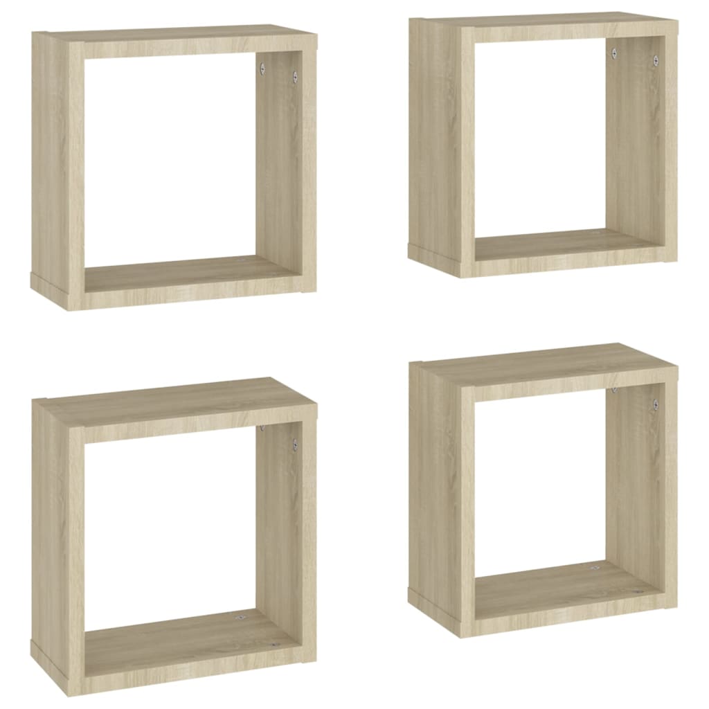 Vegghyller kubeformet 4 stk sonoma eik 30x15x30 cm