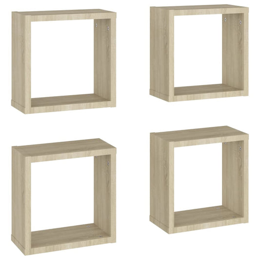 Vegghyller kubeformet 4 stk sonoma eik 30x15x30 cm