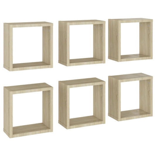 Vegghyller kubeformet 6 stk sonoma eik 30x15x30 cm