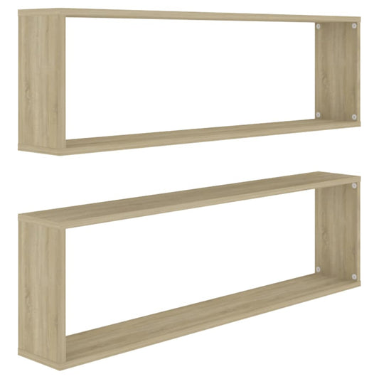 Vegghyller kubeformet 2 stk sonoma eik 100x15x30 cm sponplate