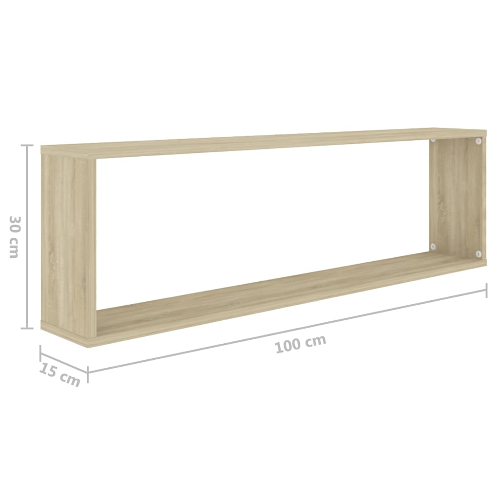 Vegghyller kubeformet 2 stk sonoma eik 100x15x30 cm sponplate