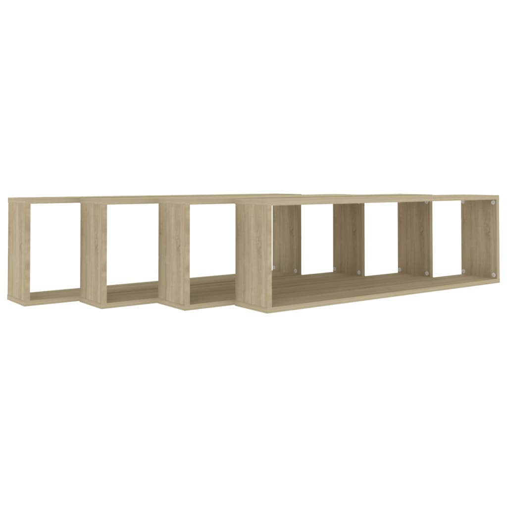 Vegghyller kubeformet 4 stk sonoma eik 100x15x30 cm sponplate