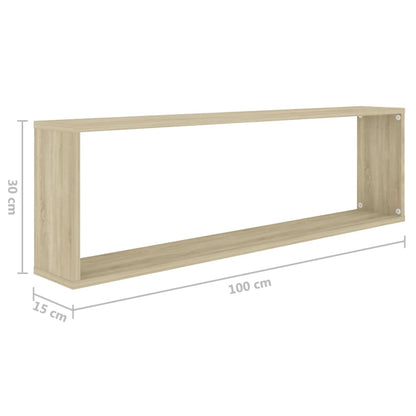 Vegghyller kubeformet 4 stk sonoma eik 100x15x30 cm sponplate