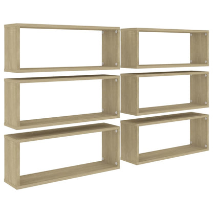 Vegghyller kubeformet 6 stk sonoma eik 60x15x23 cm sponplate