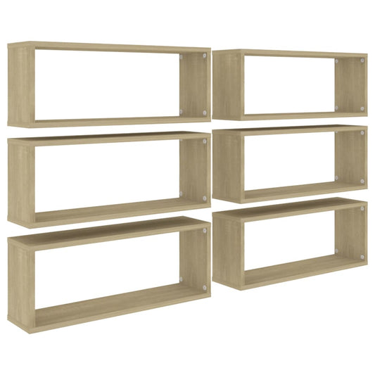 Vegghyller kubeformet 6 stk sonoma eik 60x15x23 cm sponplate