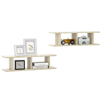 Vegghyller 2 stk sonoma eik 75x18x20 cm konstruert tre