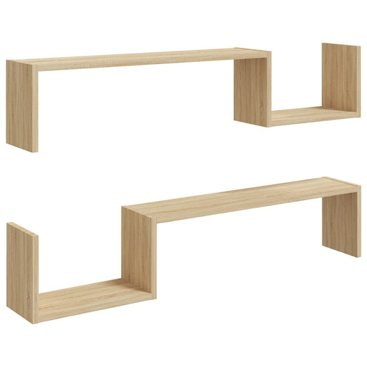 Vegghyller 2 stk sonoma eik 100x15x20 cm sponplate