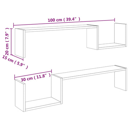Vegghyller 2 stk sonoma eik 100x15x20 cm sponplate